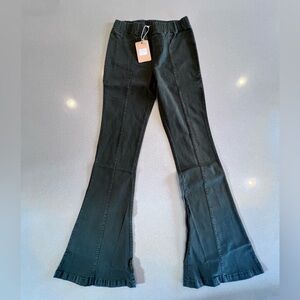 NWT Flared Stretch Denim Elastic Waist Sz Small Washed Olive Jardin